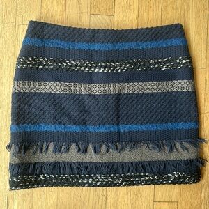 Alice + Olivia mini skirt in navy, tan, & silver